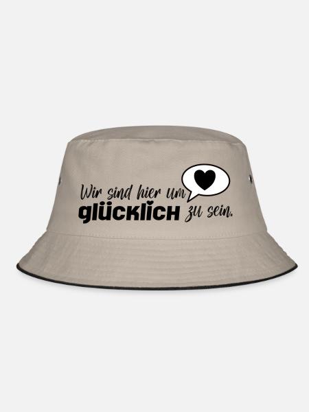 Glücklich sein- Entdecke das Glück! - Bucket Hat - Khaki/Schwarz