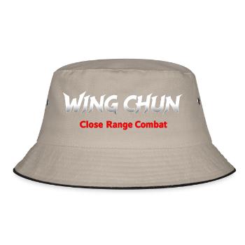 Wing Chun Nahkampfshirt weiß rot - Bucket Hat - Khaki/Schwarz - Vorne