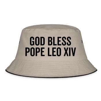 God Bless Pope Leo XIV - Bucket Hat - khaki/black - Front