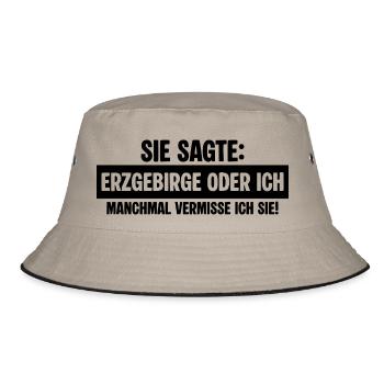 Erzgebirge Lustig Frau Vermissen - Bucket Hat - Khaki/Schwarz - Vorne