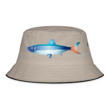 Blue Fish with Gradient and Dots - Bucket Hat - khaki/black - Front
