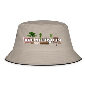 BÜECHERWURM - Bucket Hat - Khaki/Schwarz - Vorne