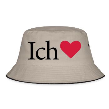 I Love - Bucket Hat - Khaki/Schwarz - Vorne