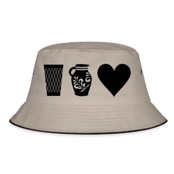Geripptes Bembel Love - Bucket Hat - Khaki/Schwarz - Vorne