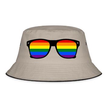 glasses rainbow - Bucket Hat - Khaki/Schwarz - Vorne