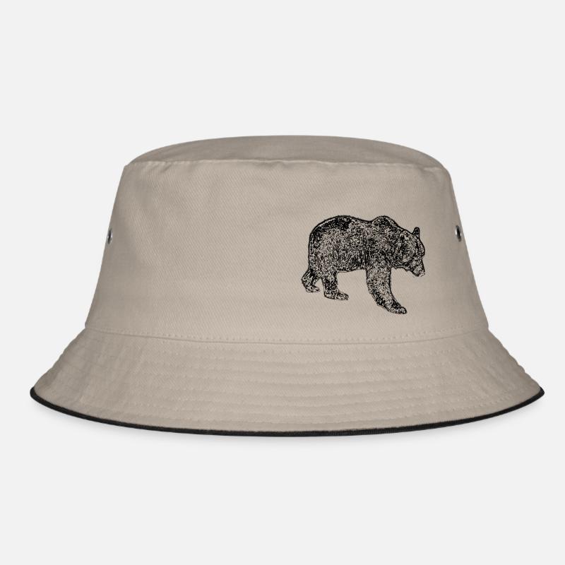 bear - Bucket Hat - khaki/black
