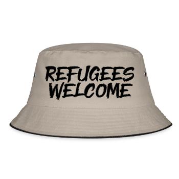 Refugees Welcome - Bucket Hat - khaki/black - Front