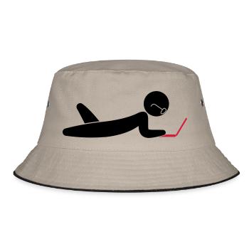 A programmer using a laptop - Bucket Hat - khaki/black - Front