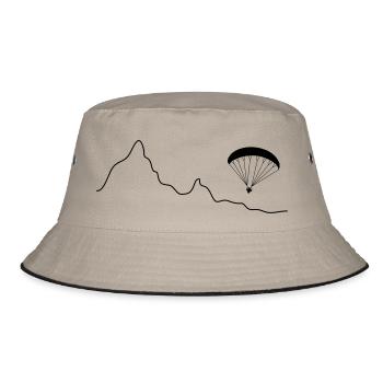 Paraglider über Bergkulisse - Bucket Hat - Khaki/Schwarz - Vorne