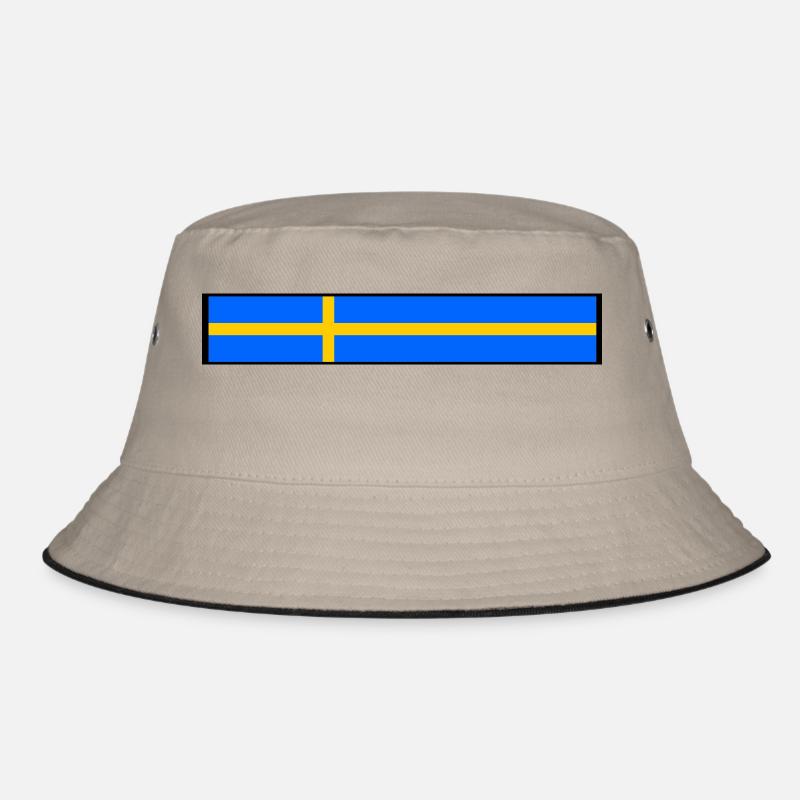Schweden Flagge - Bucket Hat - Khaki/Schwarz