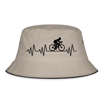 Herzschlag Fahrrad Fahrradfahrer Fahrradfahren - Bucket Hat - Khaki/Schwarz - Vorne