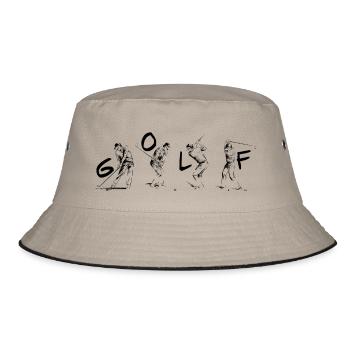 4 golf players and the word golf - Bucket Hat - khaki/black - Front