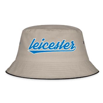 Leicester Blue Script Design - Bucket Hat - khaki/black - Front