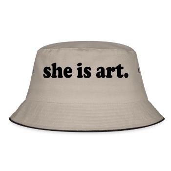She is art - Bucket Hat - Khaki/Schwarz - Vorne