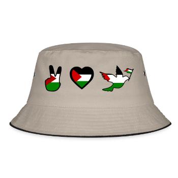 Free palestine - Bucket Hat - Khaki/Schwarz - Vorne