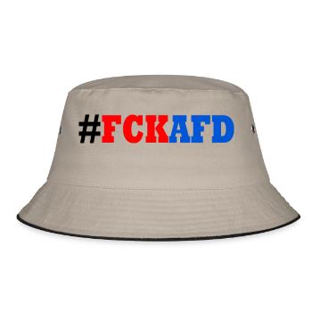 Fck afd - Bucket Hat - Khaki/Schwarz - Vorne