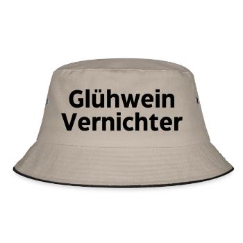 Glühwein Vernichter - Bucket Hat - Khaki/Schwarz - Vorne