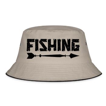 Angler Spruch Fischen Fischer Geschenksidee - Bucket Hat - Khaki/Schwarz - Vorne