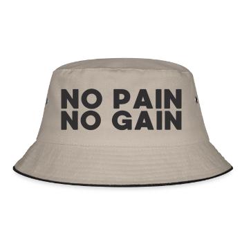 NO PAIN NO GAIN - Bucket Hat - khaki/black - Front