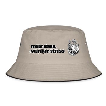 Mehr Bass Weniger Stress - Bucket Hat - Khaki/Schwarz - Vorne