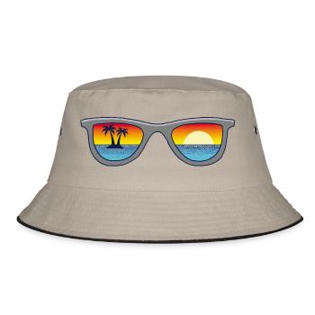 Sonnenbrille und Paradies - Bucket Hat - Khaki/Schwarz - Vorne