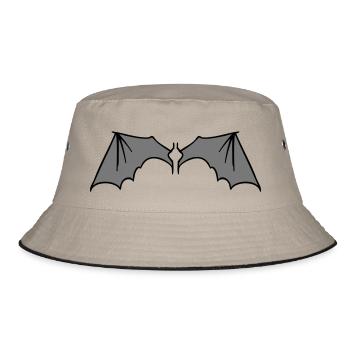 batwings_grey - Bucket Hat - khaki/black - Front
