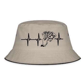 MEIN HERZ SCHLÄGT FÜR POKER! - Bucket Hat - Khaki/Schwarz - Vorne