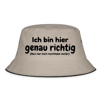 Ich bin genau richtig - Bucket Hat - Khaki/Schwarz - Vorne