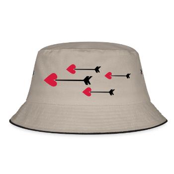 arrow heart love amor 802 - Bucket Hat - Khaki/Schwarz - Vorne