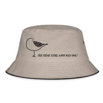 der frühe vogel kann mich mal möwe schlafen schlaf - Bucket Hat - Khaki/Schwarz - Vorne