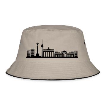 berlin skyline city - Bucket Hat - Khaki/Schwarz - Vorne