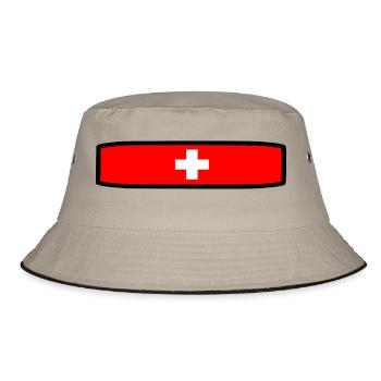 Schweizer Flagge - Bucket Hat - Khaki/Schwarz - Vorne
