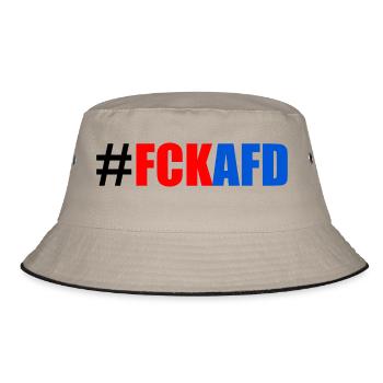 Fck afd - Bucket Hat - Khaki/Schwarz - Vorne