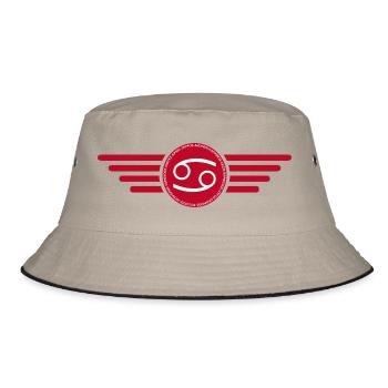 Sternzeichen Krebs, exklusives T-Shirt Design - Bucket Hat - Khaki/Schwarz - Vorne