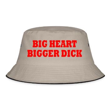 big heart bigger dick - Bucket Hat - Khaki/Schwarz - Vorne