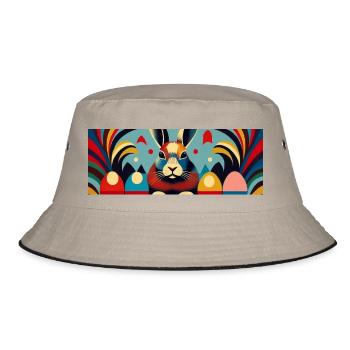 Easter Bunny No.02 - Bucket Hat - khaki/black - Front