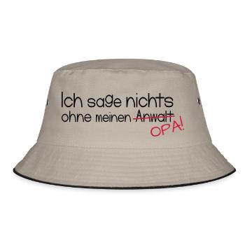 Ich sage nichts ohne meinen Opa! - Bucket Hat - Khaki/Schwarz - Vorne