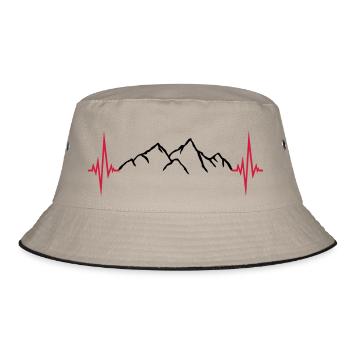 mountains frequency pulse heartbeat mountains excursion wan - Bucket Hat - khaki/black - Front