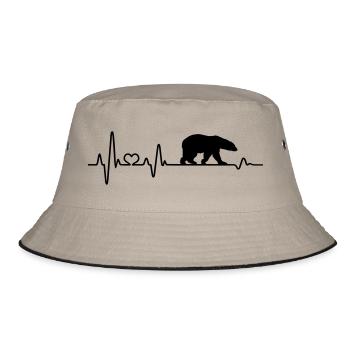 Bär Eisbär Herzschlag EKG Nordpol Eis Klimawandel - Bucket Hat - Khaki/Schwarz - Vorne
