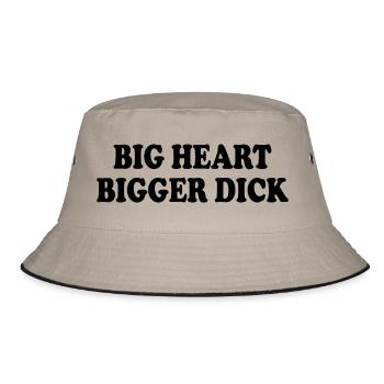 big heart bigger dick - Bucket Hat - Khaki/Schwarz - Vorne