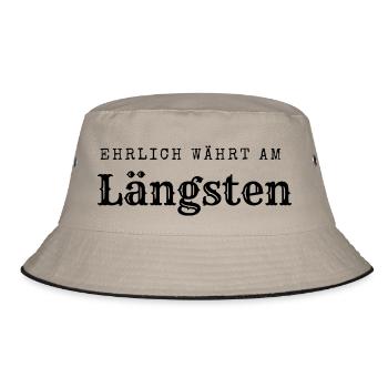 Ehrlich währt am längsten - Bucket Hat - Khaki/Schwarz - Vorne