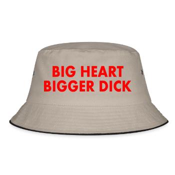 big heart bigger dick - Bucket Hat - Khaki/Schwarz - Vorne