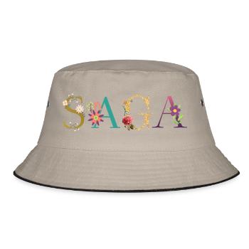 SAGA name decorated with flowers - Bucket Hat - khaki/black - Front