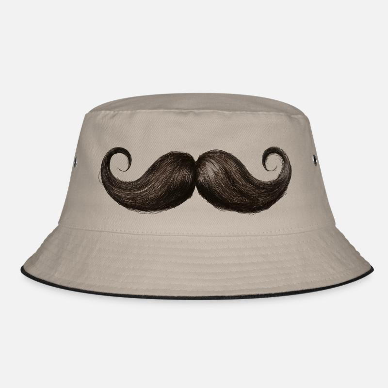 Vintage Moustache - Bucket Hat - Khaki/Schwarz