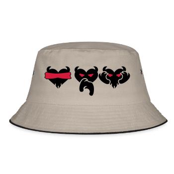 Sieh, sprich, höre kein Übel / see, speak, hear no - Bucket Hat - Khaki/Schwarz - Vorne