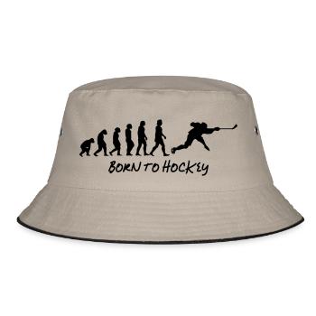 born to hockey - Bucket Hat - Khaki/Schwarz - Vorne