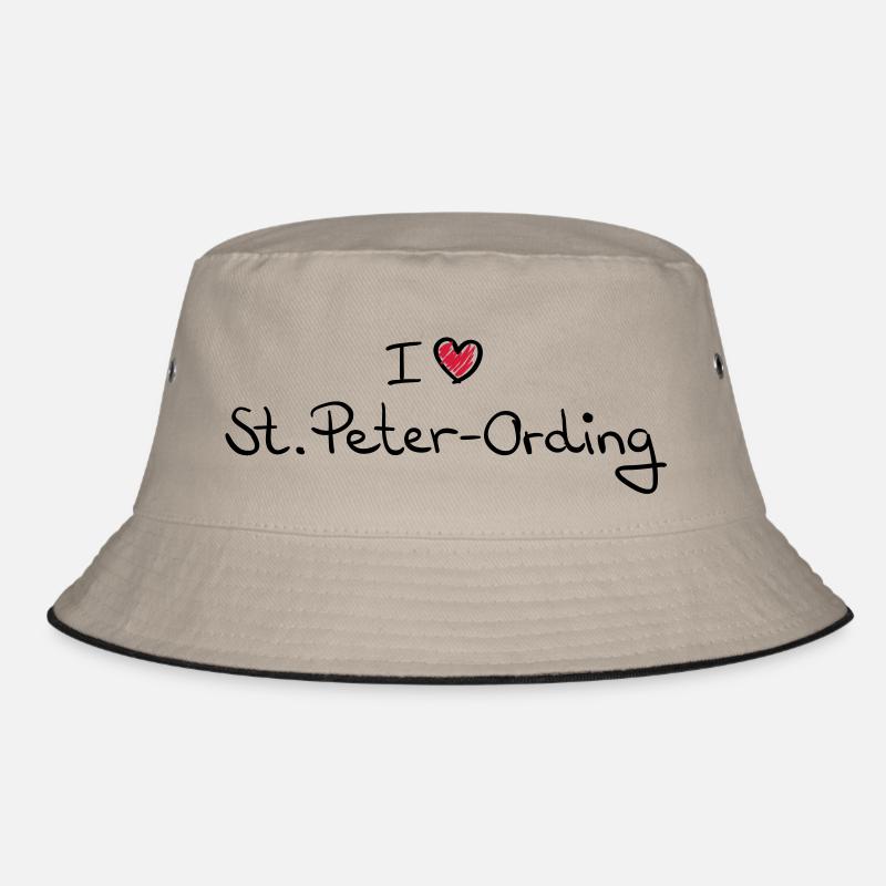 i_love_st_peter_ording__f2 - Bucket Hat - Khaki/Schwarz