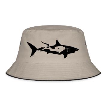 scuba diving diver shark jaws whale dolphin - Bucket Hat - khaki/black - Front