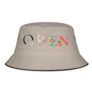 OWEN Name Art With Flowers Embroidered - Bucket Hat - khaki/black - Front