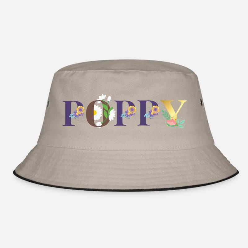 Mohn Namenskunst mit Blumen bestickt Bucket Hat